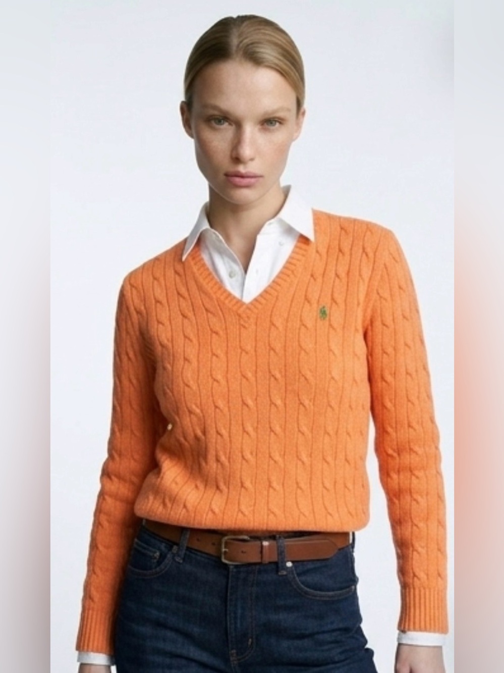 🍊 Polo Ralph Lauren 100% Tussah Silk Cable Knit Sweater – Size M (unisex)